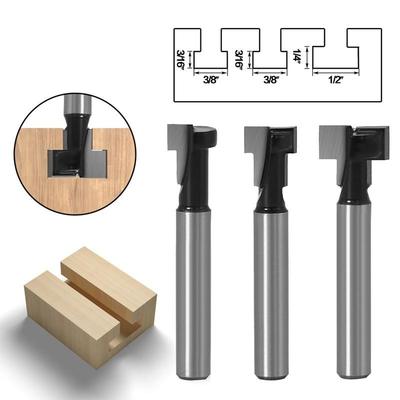 3gab/komplekts 1/4" 6mm 8mm kāta T veida rievu frēzes frēzes uzgaļu komplekts sešstūra skrūvju atslēgas caurumu uzgaļi T rievu frēze koka kokapstrādei