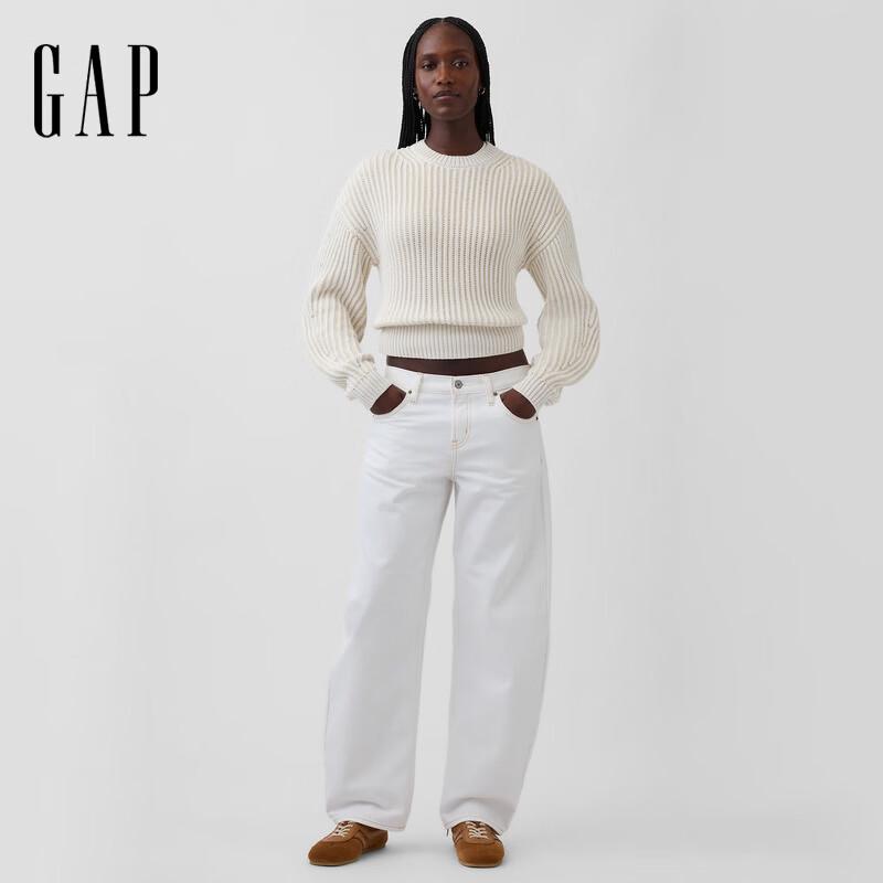 Gap Women's 2026 Spring Pure Cotton Loose Round Neck Long Sleeve Knit Sweater