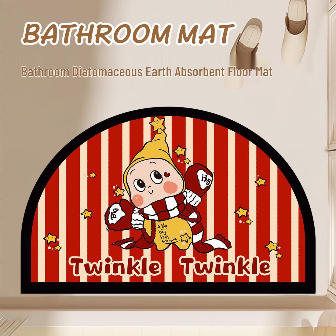 Cartoon Striped Star Semicircle Diatom Mud Quick-Dry Bathroom Mat 40x60cm Absorbent Non-Slip
