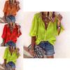 Stylish Women's 3/4 Sleeve Shirt Top Comfortable Loose Fit Button Down Blouse T-shirt