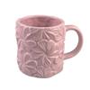 Creative, High-looking, Exquisite Tender Pink Embossed Flower Ceramic Mug for Girls, Springy Home Coffee Cup for Drinking Water