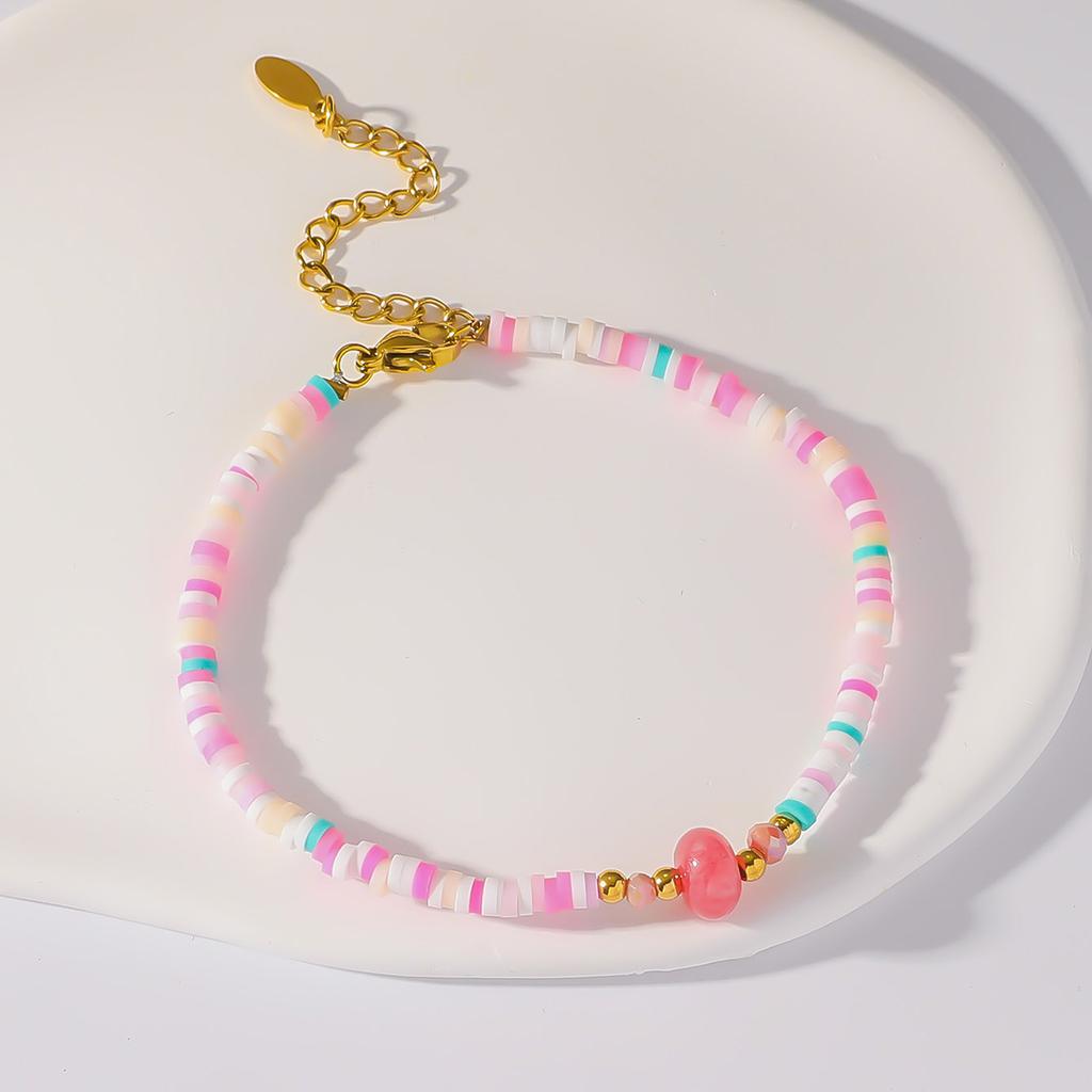European and American creative soft ceramic rice beads freshwater pearl bracelet fashionable and cute beach style bracelet