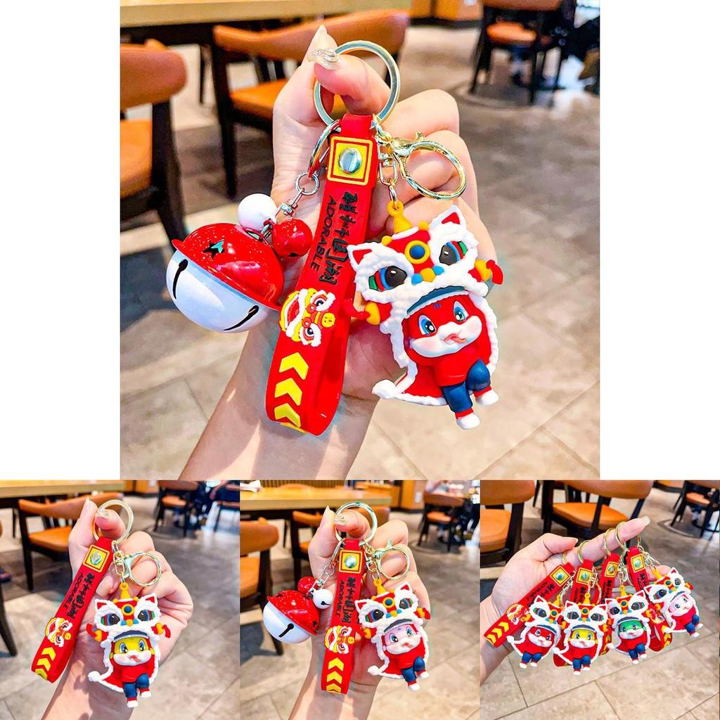 Colorful Cartoon Lion Dance Snake Keychain Adorable Silicone Keychain Gifts For All Occasions