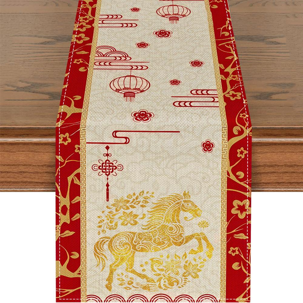 Wine Glass Chinese New Year Table Runner New Year Merry New Year Decorations New Year Party