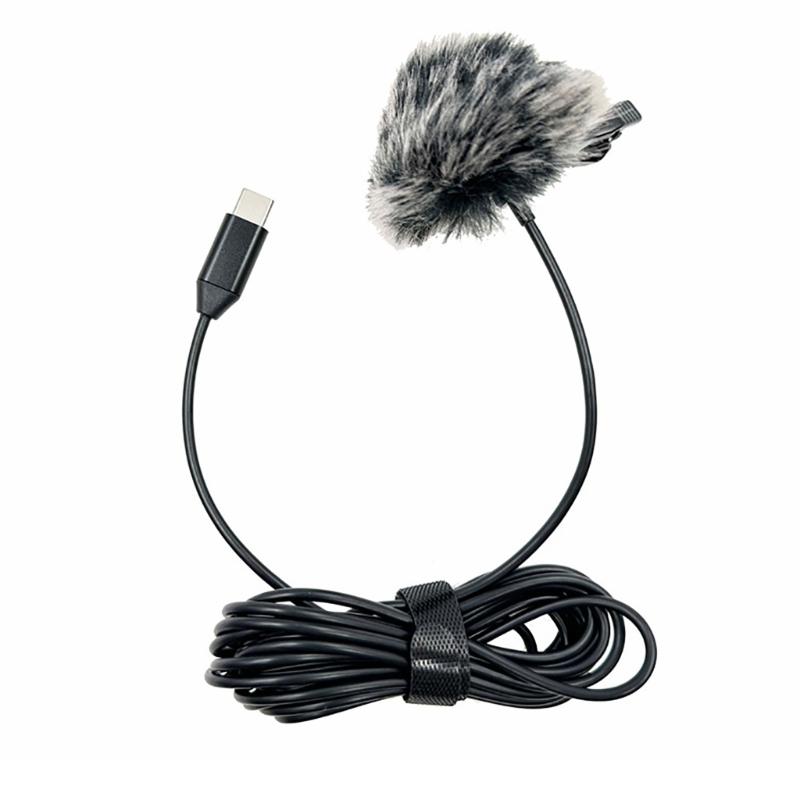 Professional Type C Microphone Clear Sound Mic Plug & Plays Lapel Mic High Sensitivity for Interviews & Voice Recording
