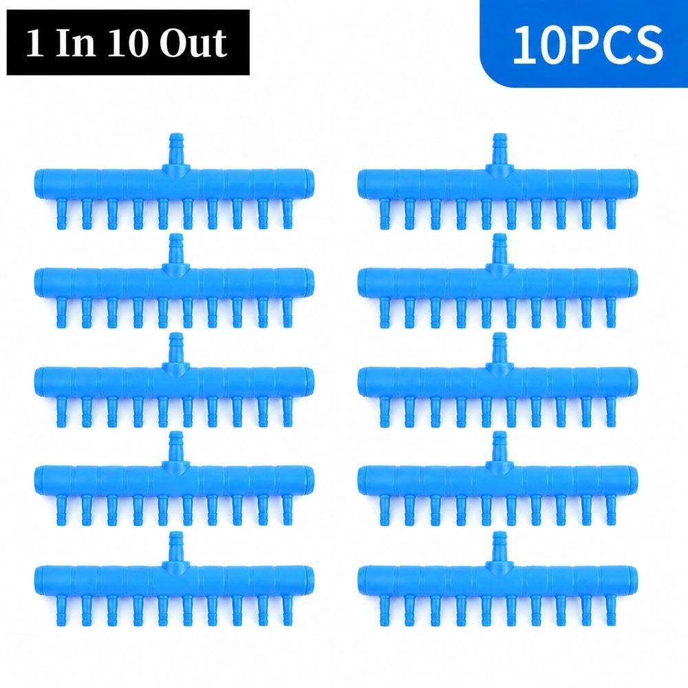 10Pcs Plastic Aquarium Air Splitter 4/5/8mm Oxygen Gas Diverter  for Fish Tank Air Pump Oxygenation
