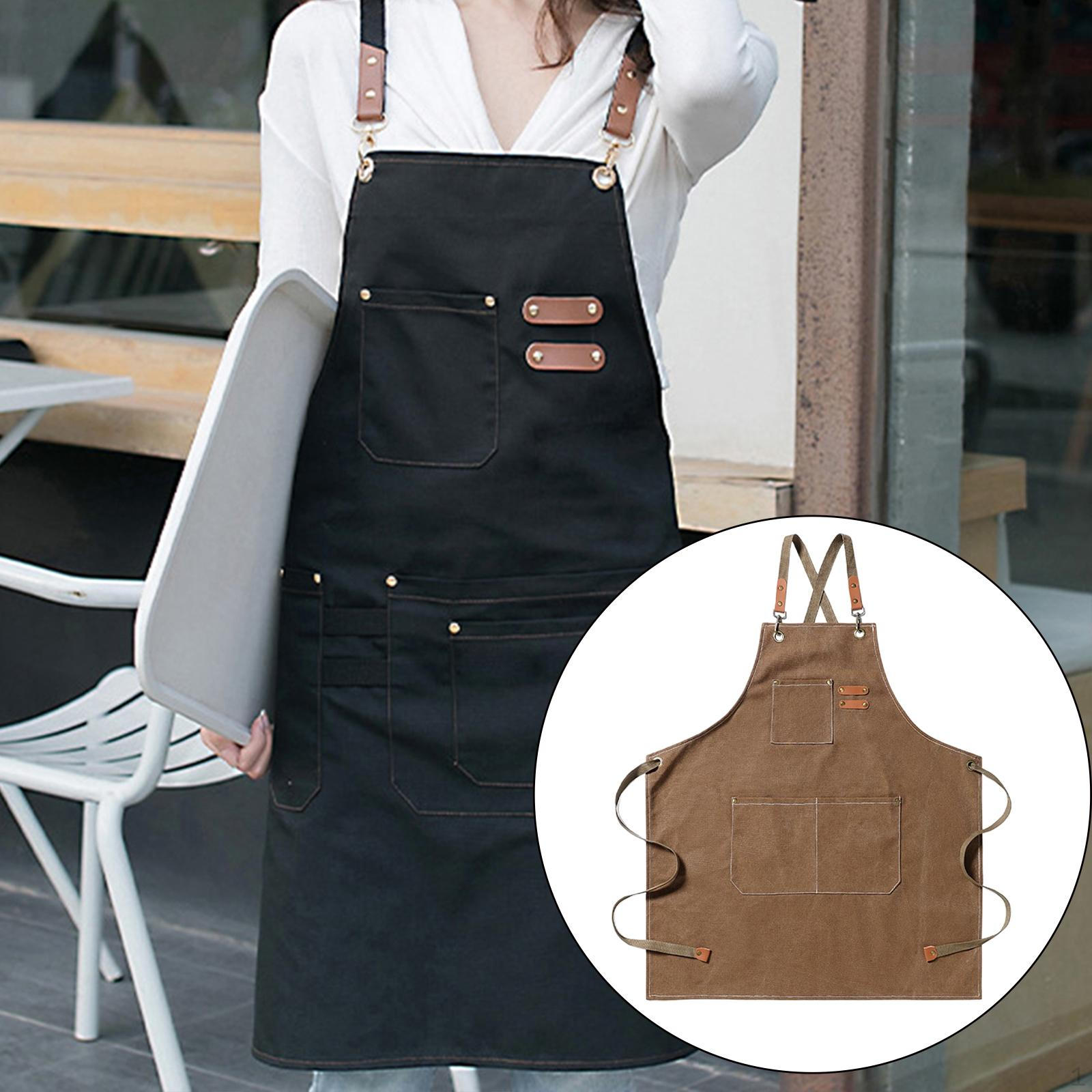 

Регульований Унісекс Художній Полотняний Фартух Великі Кишені Регульований коричневий