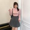 Autumn Preppy Style Plus Size High Waist Pleated Skirt for Women