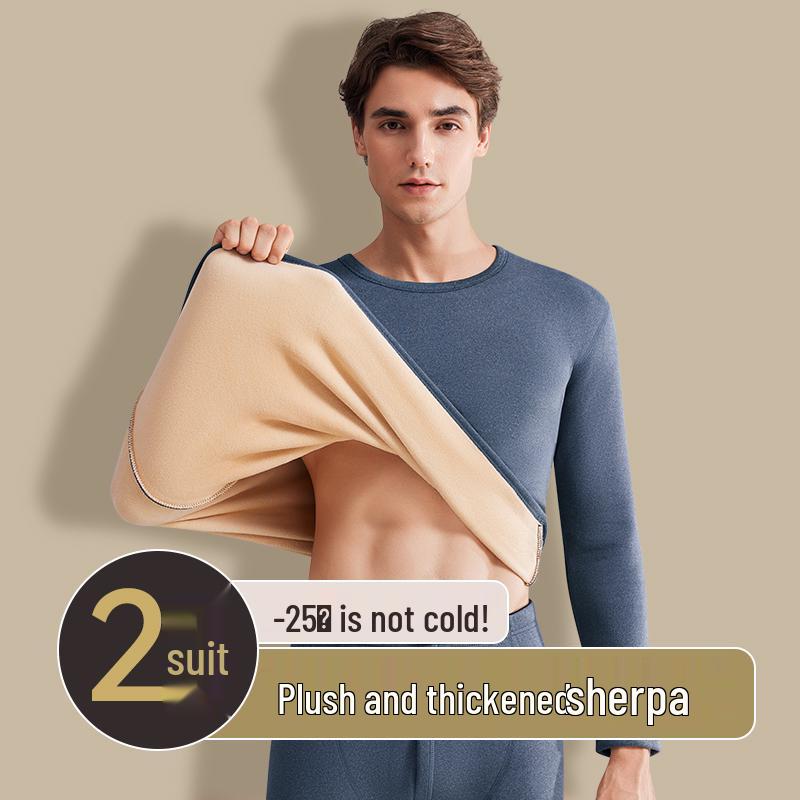 2025 Men's Fleece-Lined Thermal Underwear Set - Warm Lambswool Base Layer
