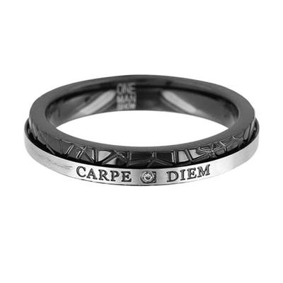 Steel Ring 'Carpe Diem' Black Gray - 4 Mm
