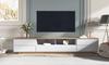 Modern Color Block TV Cabinet in White, TV Cabinet with Wood Grain, 180 cm
