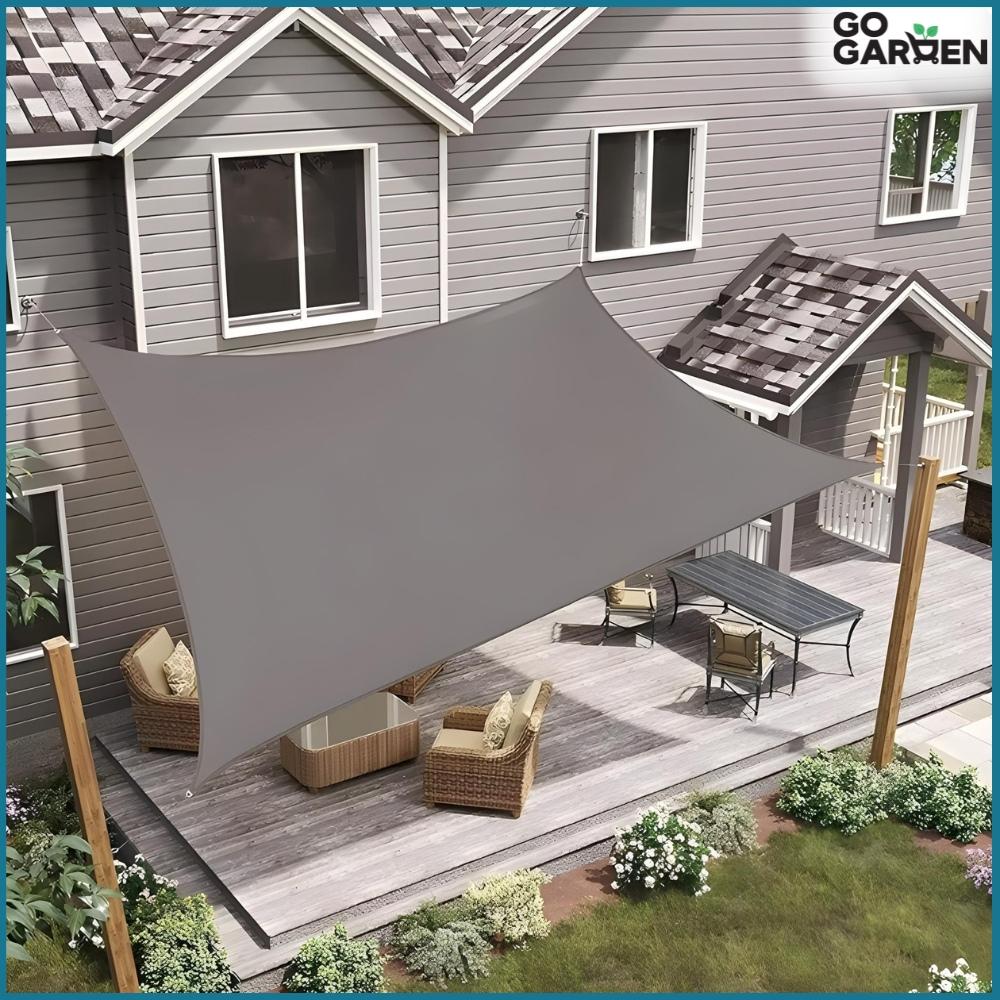 Sunshade Terrace Balcony Protective Shade Sail Gray Canopy with Handles 4x6 M