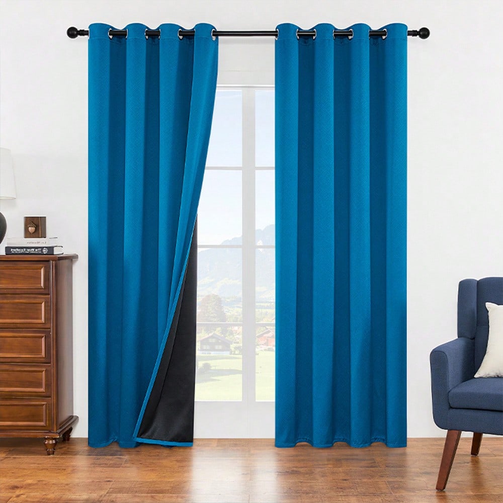 1pc Einfache Einfarbige Blackout Prag Vorhänge für Wohnzimmer Schlafzimmer 150X230cm&Grommet Top blau