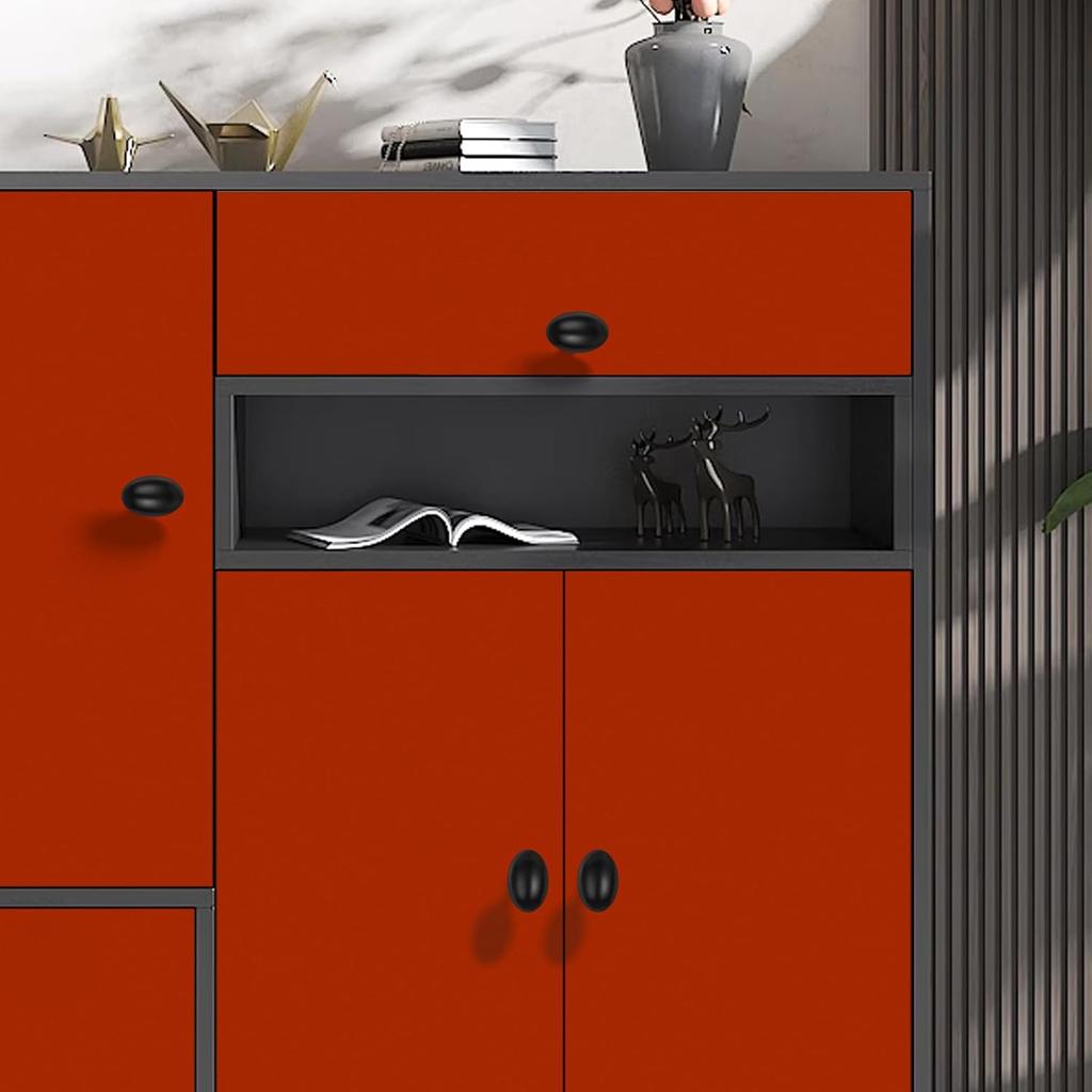 5 Pack Kitchen Cabinet Knobs Matte Black Oval Drawer Knobs Cupboard Handles Bathroom Dresser Cabinet Hardware Zinc Alloy JT-MB-K5