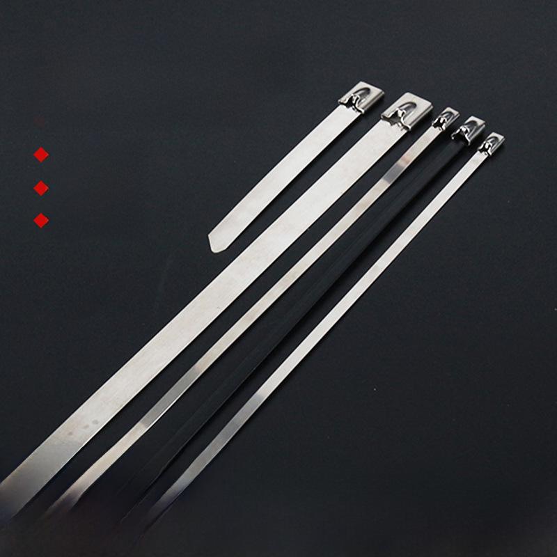 Marine Grade 304 Stainless Steel Cable Tie - Wear-Resistant, Metal, 4.6*8*12*100*300mm, White Steel.