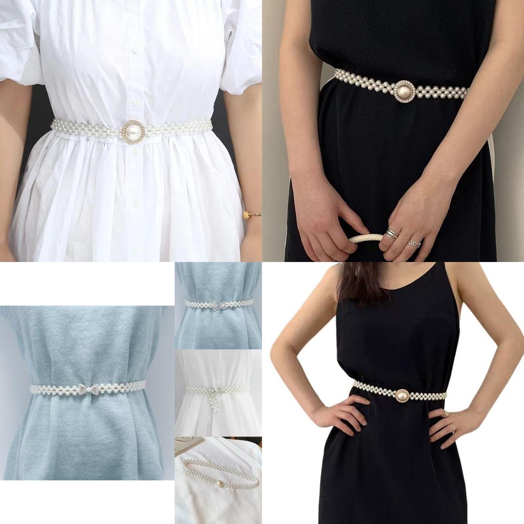 Fashionable Pearl Waist Belt For Dresses With Chic Elastic Design And Trendy Korean Style