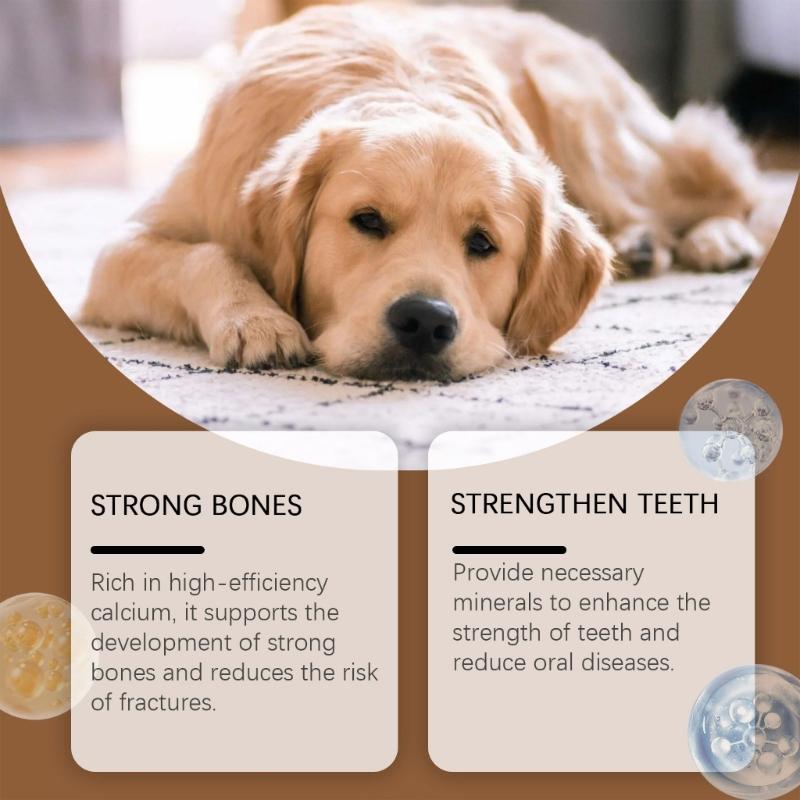 Dog Calciums Supplement Tablets 80Counts Joint Support Supplement Bone Health Improvement for Various Breeds Dogs