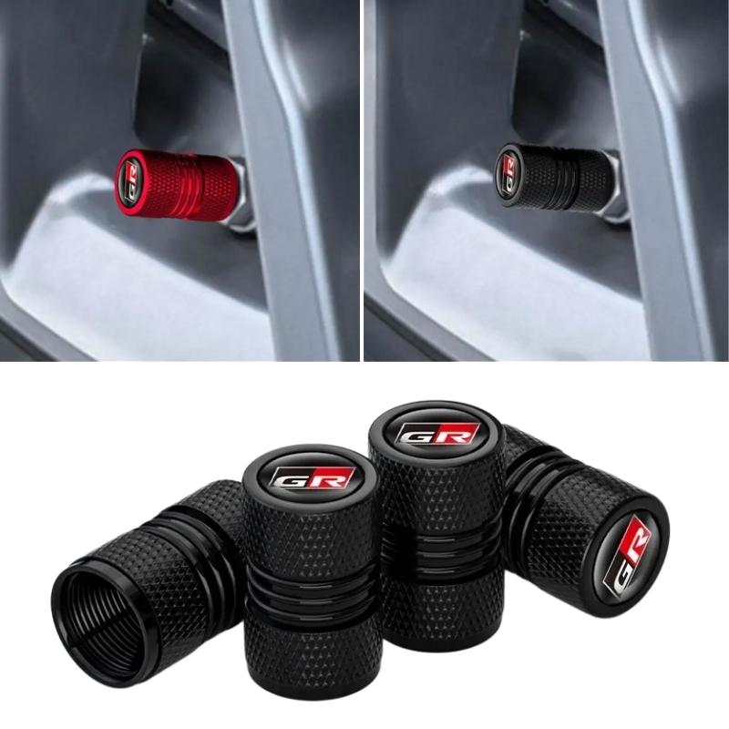 4Pcs Car Tire Valve Stem Caps Compatible for Toyota GR Sport Gazoo Racing Yaris 86 Corolla Hilux Supra C-HR Auto Accessories