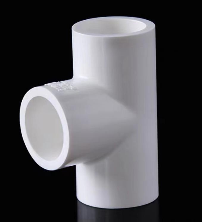 White-Gray PVC Three-Way Tee for Aquarium Water Supply - 20 to 110mm