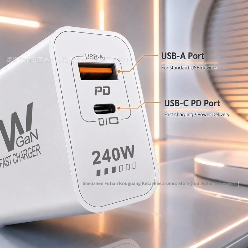 240W Gan Pd Usb C Charger For 17 16 15 14 13 12 Pro Max Phone Qc 3.0 Pd 3.0 Usb Type C Fast Charging