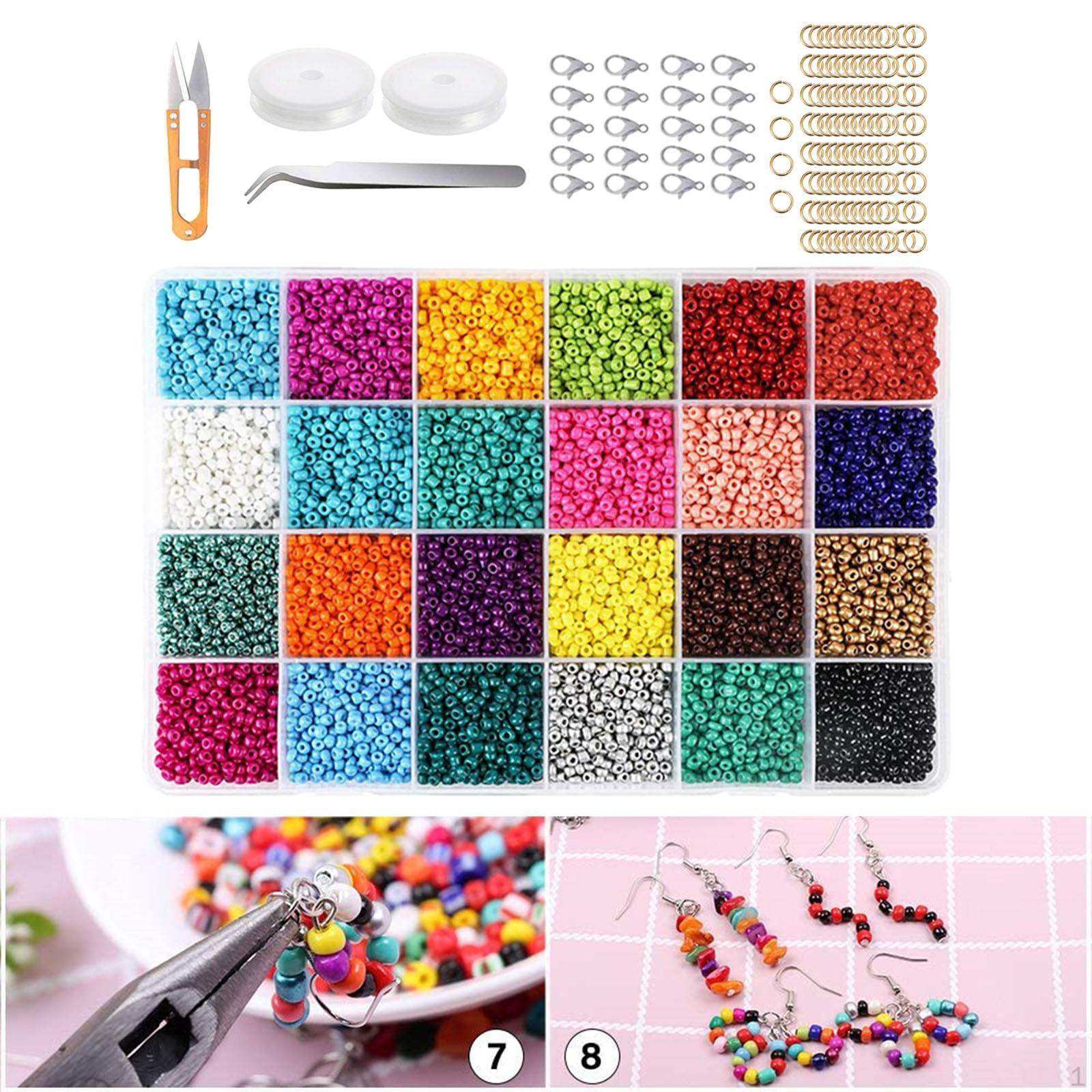 

Bracelet Glass Beads, 24 Colors Small Craft Beads kit for Jewelry Making, with Storage Box, 3000pcs 4mm