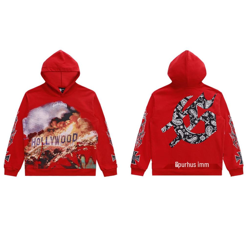 American Trendy GD Rock Retro Distressed Hoodie - Autumn/Winter Fashion
