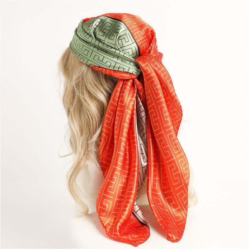 Neckerchief Shawl Wraps Print Silk Satin Scarf Square Women Muslim Hijab Elegant Headband  Bandana Design