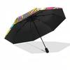 1pc Colorful Mandala Pattern Automatic Folding Umbrella - Portable 3-Fold Design, 8-Rib Iron Frame Outdoor Umbrella, Ideal Gift for Fans, Travelers, D