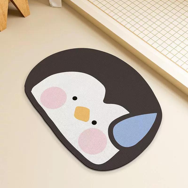 New Cute Cartoon Diatom Mud Floor Mat for Home, Bathroom, and Toilet, Absorbent, Non-Slip, Quick-Drying Bathroom Mat