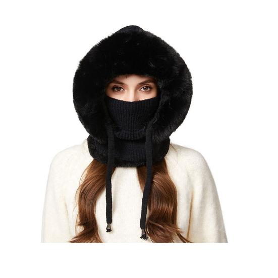 Outdoor Headgear 3 in 1 Hat Scarf Detachable Face Guard Set Adjustable Face Fit Windproof Warm Knit Fleece Cold Weather Hat