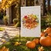 Autumn Garden Decorative Flag 45x30cm Fall Harvest Outdoor Yard Banner with Pumpkin and Leaf Wreath Design for Thanksgiving Seasonal Display