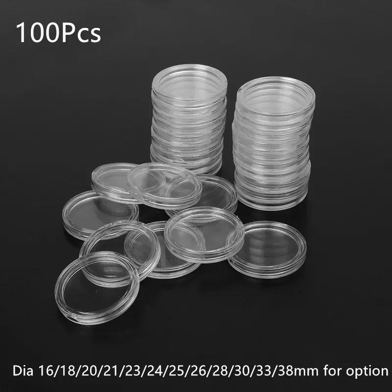

100Pcs 16/18/20/21/23/24/26/28/30/33/38mm Plastics Transparent Round Coin Capsules Coin Collection Holder Storage Container Dia 16mm