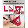 45/90 Degree AluminumAlloy Square Ruler Protractors MultiAngles Measuring Ruler