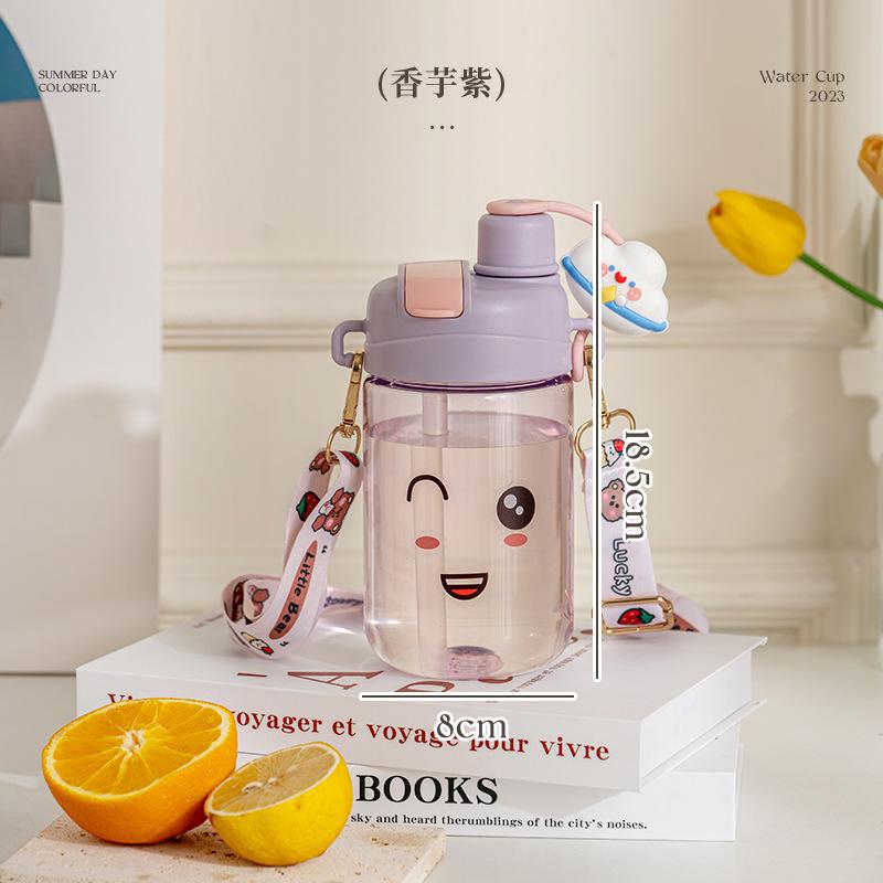 Water bottle Cartoon plastic water cup Children's straw cup Boys and girls summer belly cup Portable outdoor sports kettle customization
