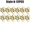 6-48PC High-End Metal Napkin Rings Diamond Pattern Leaf Motif Decorative Clips for Wedding Banquet Hotel Table Settings