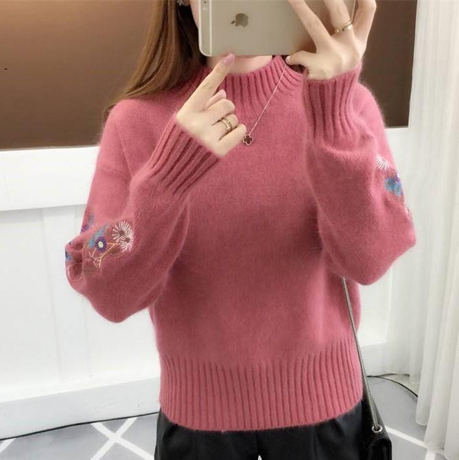 

Женский осенне-зимний свитер с принтом, теплый утепленный свитер с длинными рукавами и водолазкой, свитер с воротником one size