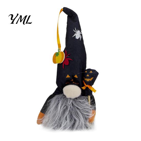 Halloween Plush Gnome Decorations Light Up Decoration, Spooky Orange Black Swedish Tomte Elf Figurine, Tiered Tray Table Decor Cute Glowing Dwarf Doll