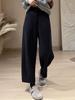 Black Straight-Leg Casual Pants for Women, New Spring Style, Plus-Size, Loose Fit, Slimming, Pear-Shaped Body, Wide-Leg Sports Sweatpants