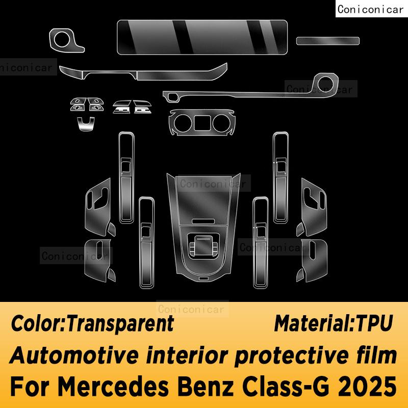 

For Mercedes Benz G Class 2025 Center Console Gear Panel Screen TPU Car Interior Protective Film Anti-Scratch Repair Sticker LHD