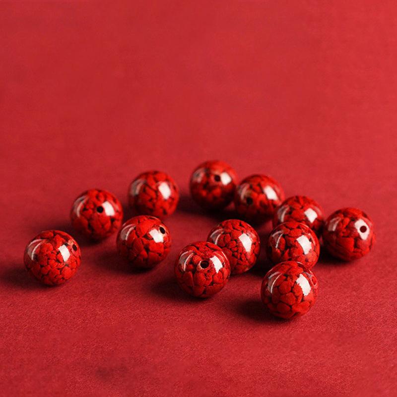 20pcs Natural Raw Cinnabar Round Beads Beautiful Multicolor Beads Handmade Diy Bracelet Necklace Jewelry Handmade Lucky Beads Accessories