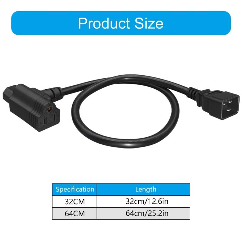 Y Split Power Cord C20 to C13 & NEMA 5-15R 14AWG Strong Cable Power Splitters Cord for Office Homes Electronics