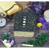 Moon Phases Leather Journal: Antique Deckle Edge Paper Grimoire