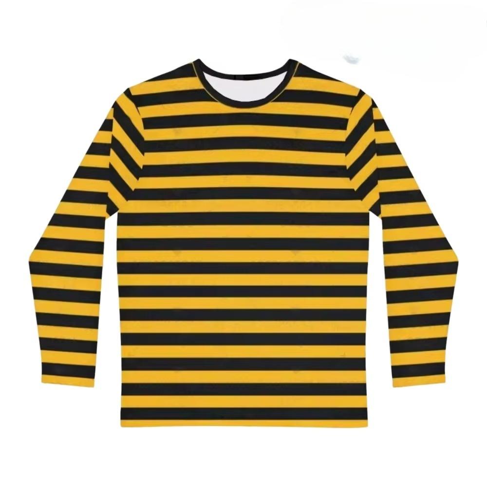 Kids Long Sleeve T-Shirt Boys Creativity Stripe Print Autumn Children Top Round Neck Fashionable Comfortable Versatile Leisure T-shirt
