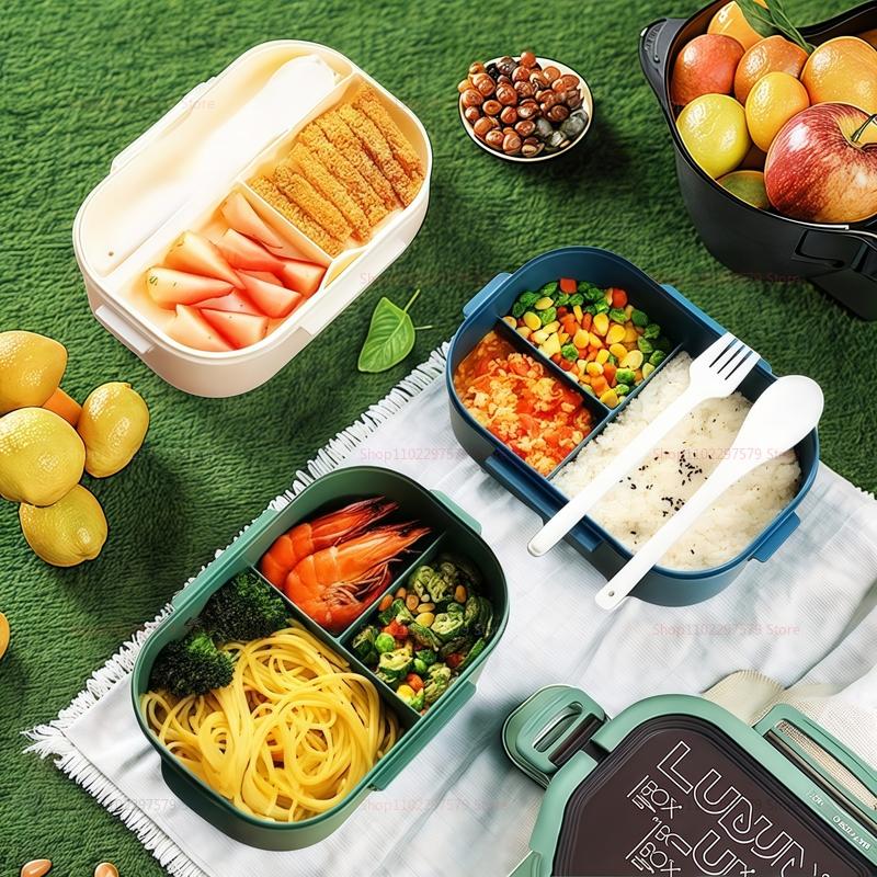 Portable Double Layer Leakproof Bento Lunch Box with Cutlery Microwave Safe Kids Food Storage Container  Kitchen Accessory