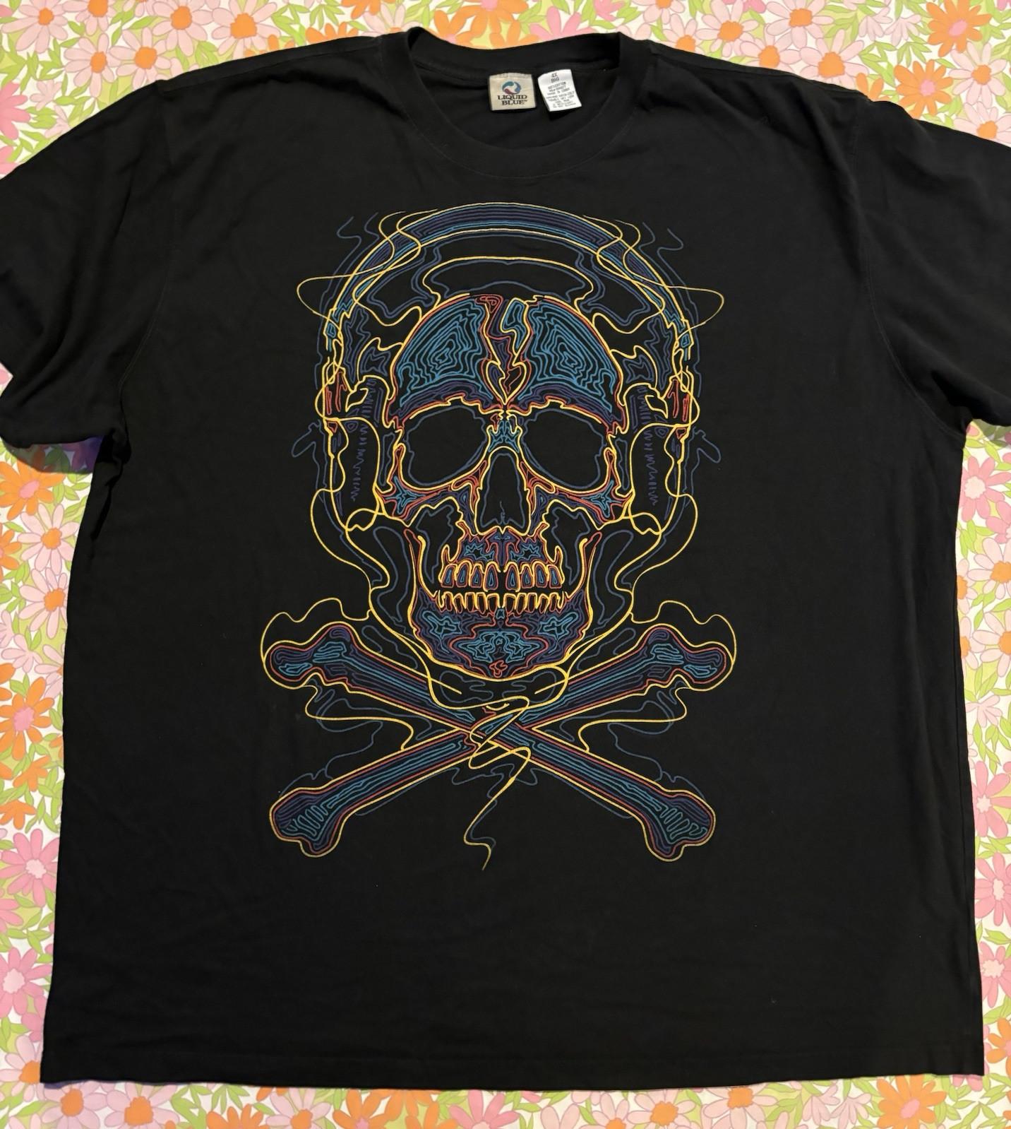 Liquid Blue 4X T-Shirt Neon Skull With Headphones S разноцветный