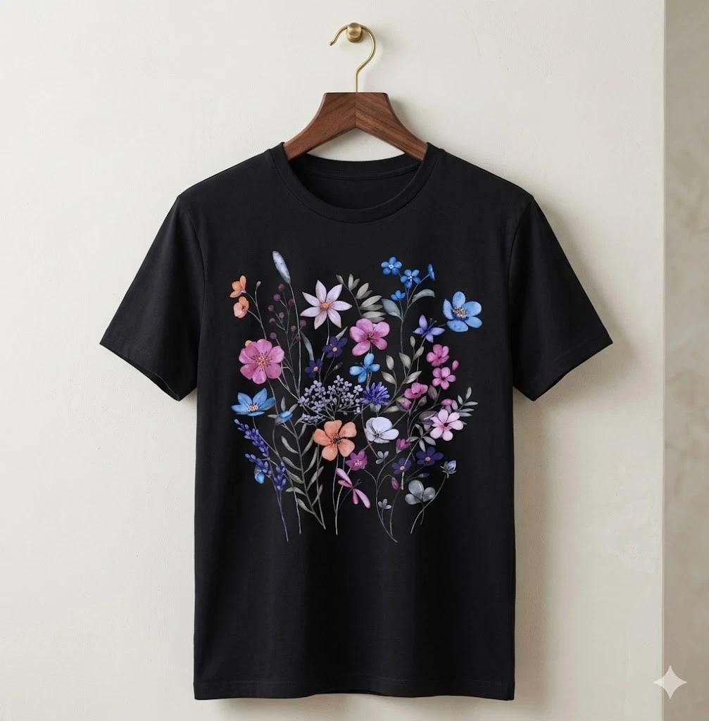 Unisex Adult Vintage Graphic Vintage Wildflower Floral Graphic Gard... M