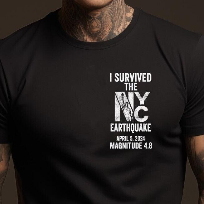

I Survived the NYC Earthquake Shirt NYC Earthquake Chest Logo NY Sarcasm Tshirt L