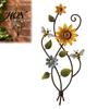 Outdoor Garden Hanging Decor Metal Sunflower Bee Wall Art, Rustic Flower Vine Hanging, Art Indoor Decorative Sculpture for Patio Home Farmhouse