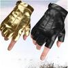 Breathable Fabric Half Finger Gloves PU Leather Cosplay Performance Gloves  For Party Wear