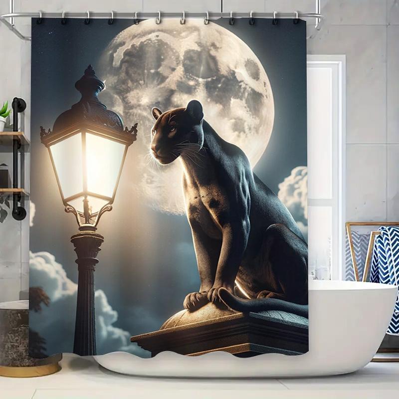 

Unique Vintage Japanese Wave Shower Curtain Waterproof Fabric Bathroom Decor with Ships Multi Colors (White) 90x180cm